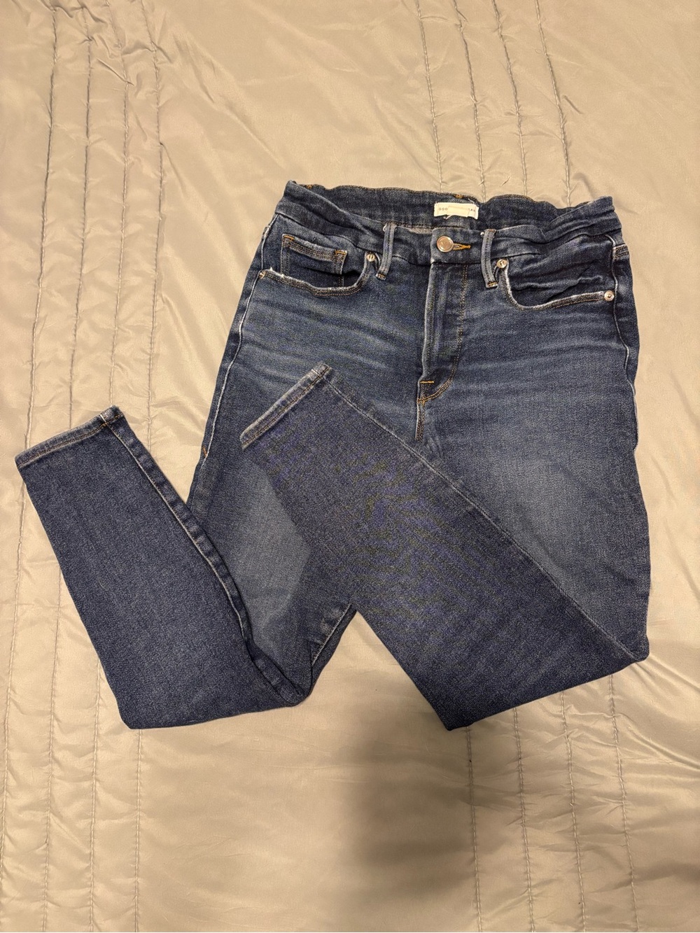 Good American Petite Dark Blue High-Rise Skinny Jeans